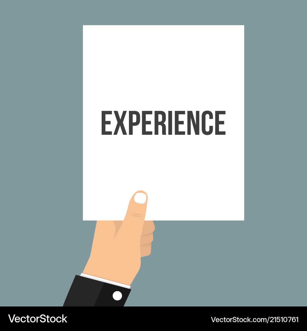 Man showing paper experience text Man showing paper experience text vector image