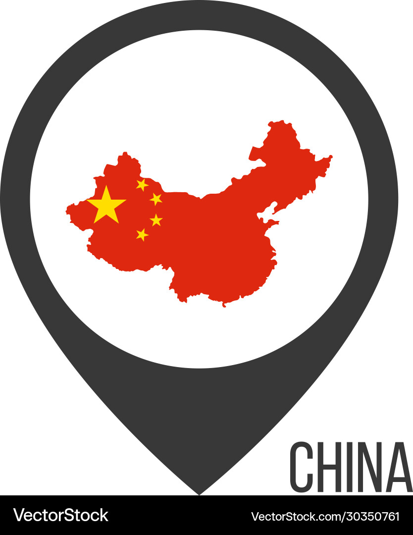 Map pointers with contry china flag stock Vector Image