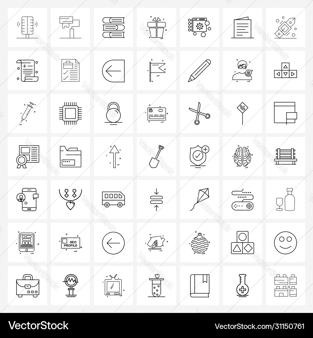 Modern style set 49 line pictograph grid based vector image
