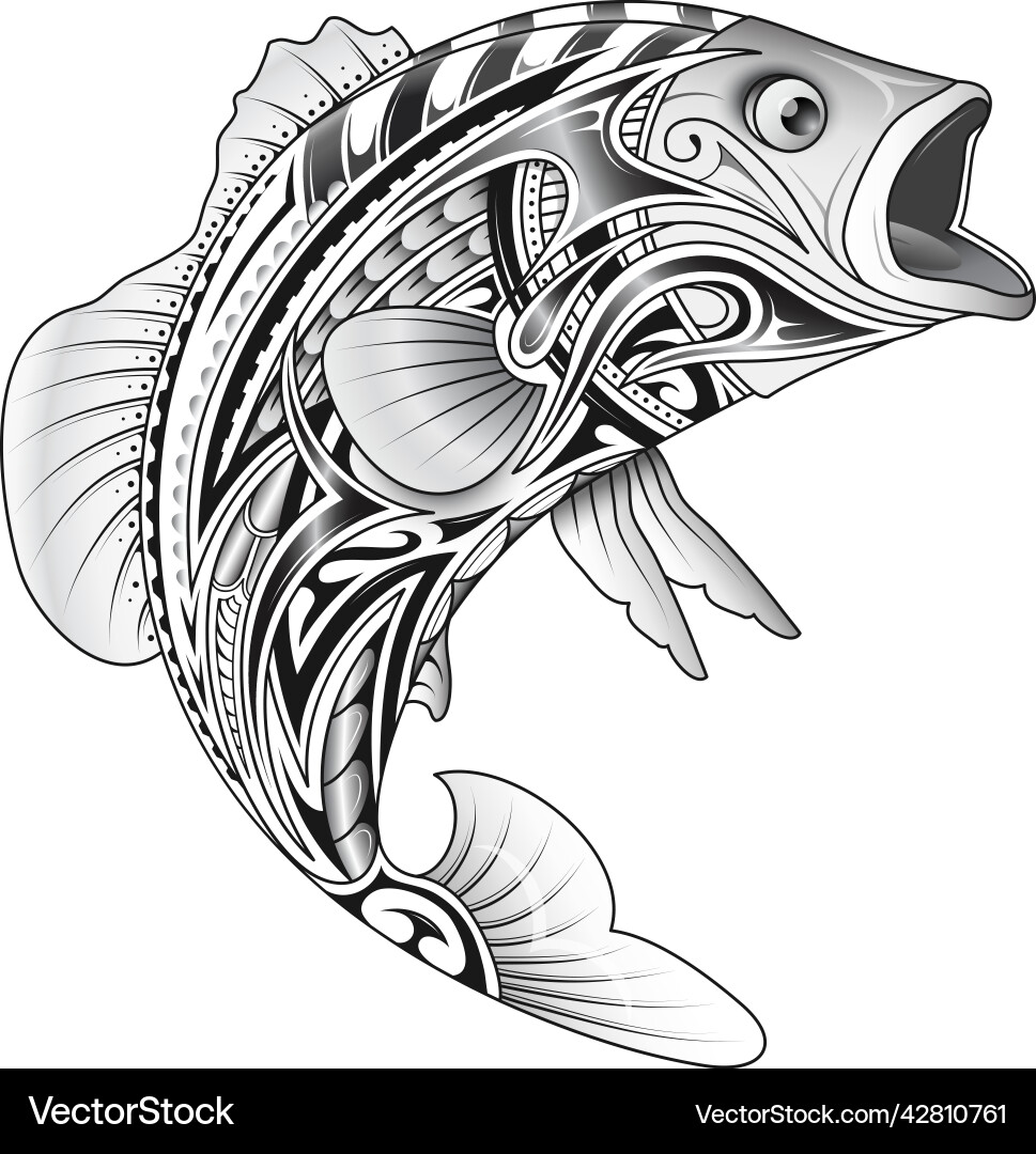 Polynesian Tribal Salmon Tattoo Vector Image