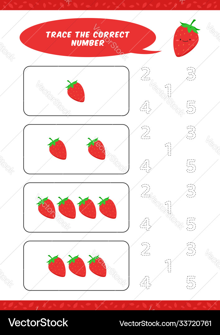 Preschool counting learn worksheet tracing Preschool counting learn worksheet tracing vector image