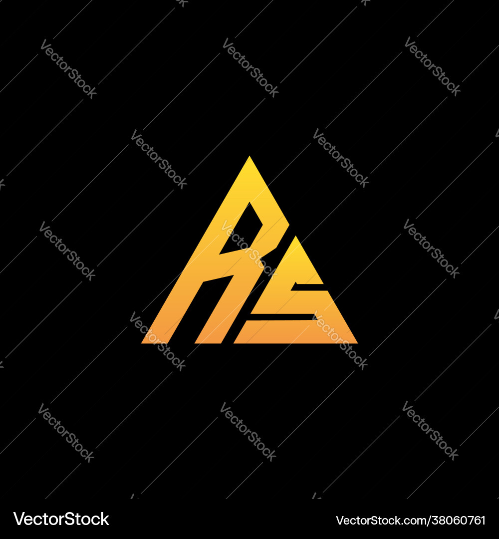 R s monogram initial logo with a yellow triangle R s monogram initial logo with a yellow triangle Vector Image