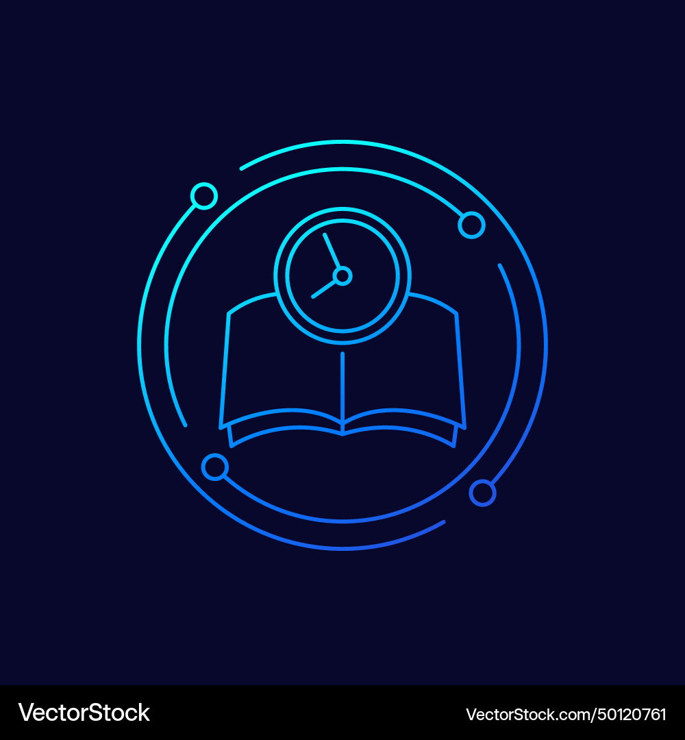 Reading time icon with a book linear design Vector Image