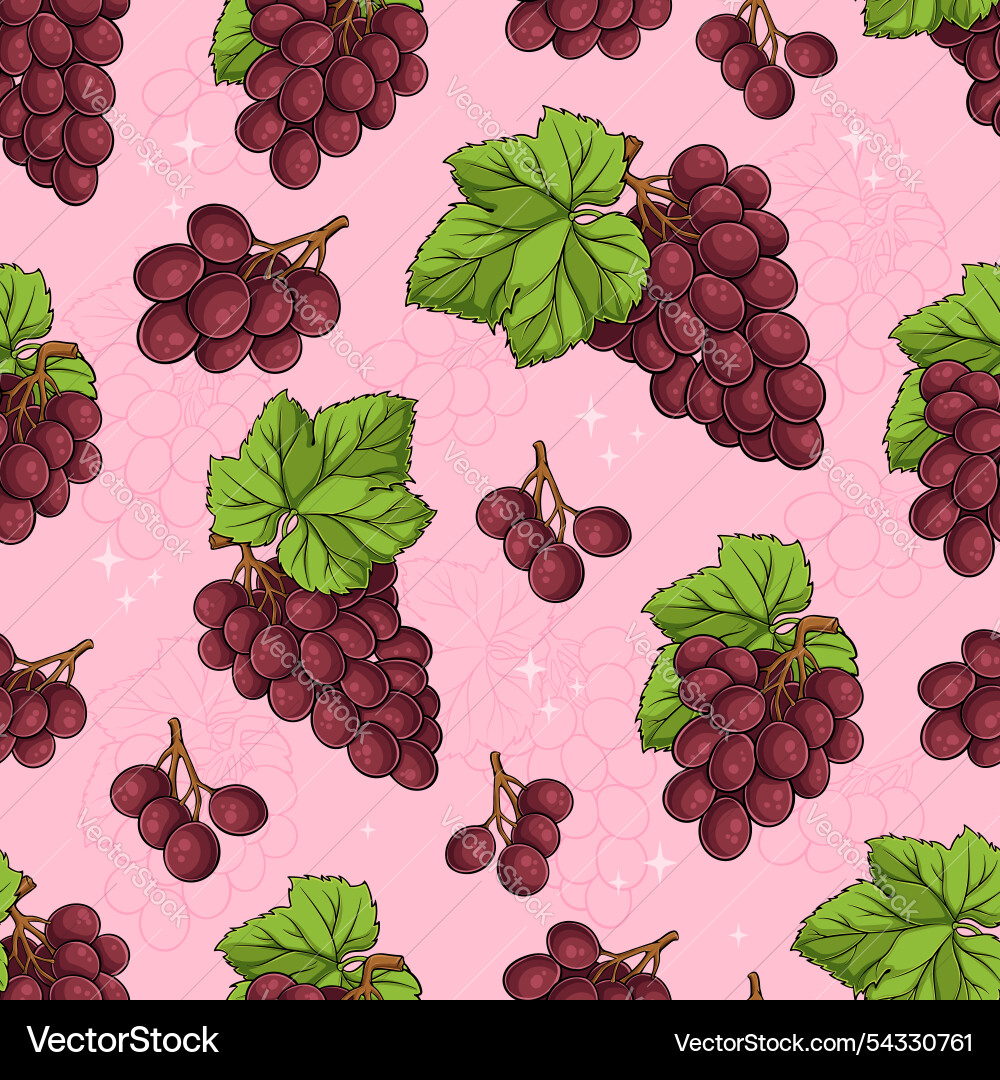 Red Grapes Seamless Pattern Vector Image