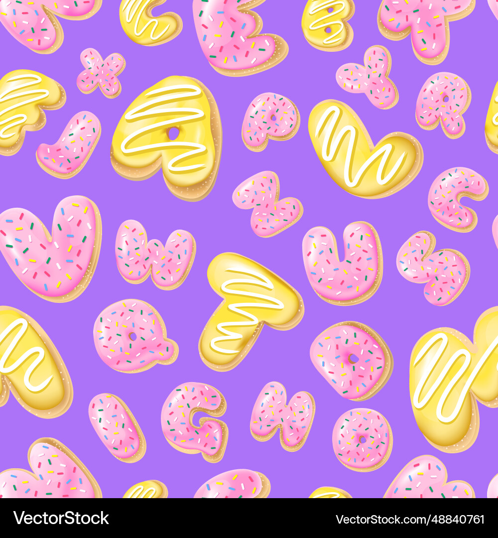 Seamless pattern with letters donuts Seamless pattern with letters donuts Vector Image
