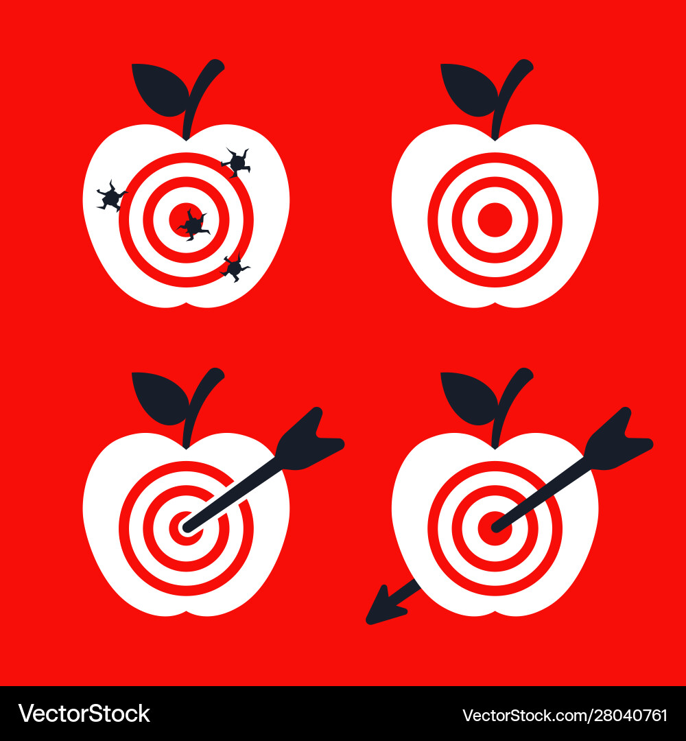Set apples with a target Set apples with a target vector image