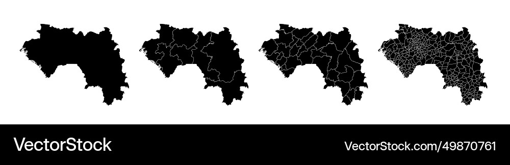 Set of isolated guinea maps with regions Set of isolated guinea maps with regions vector image