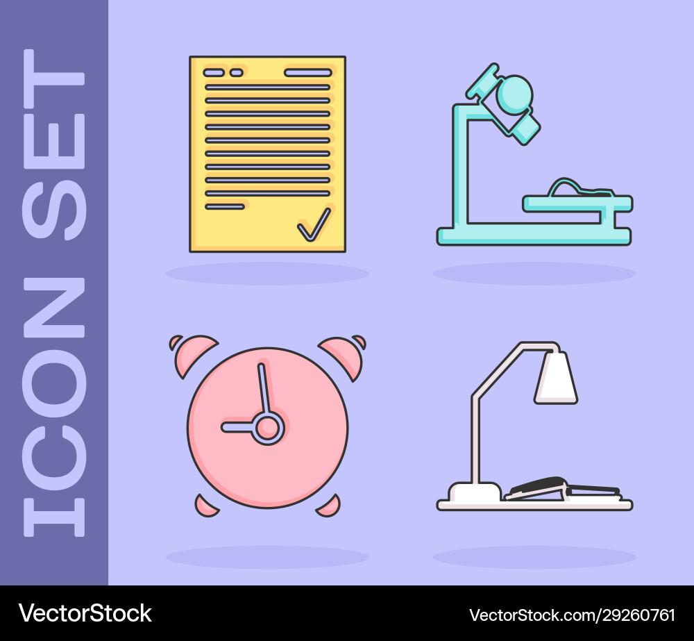 Set workplace with table lamp and open book exam Set workplace with table lamp and open book exam vector image