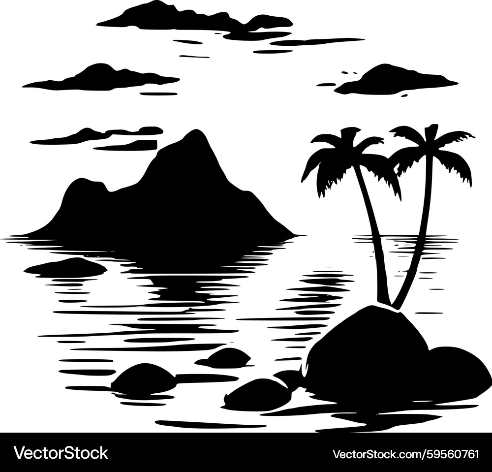 Tropical Island Sunset – Royalty-Free Vector | VectorStock, image size:1000x959