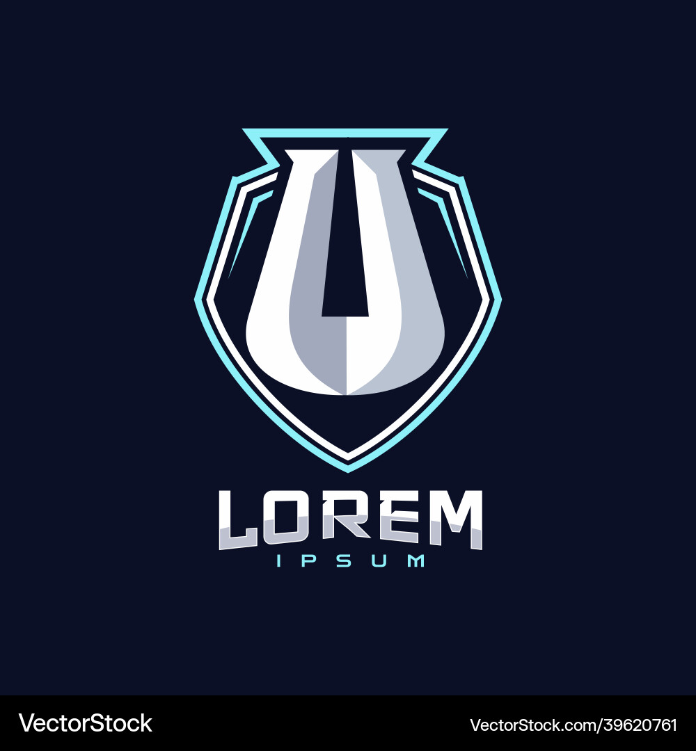 U Gaming Logo - Shield Emblem Vector Image
