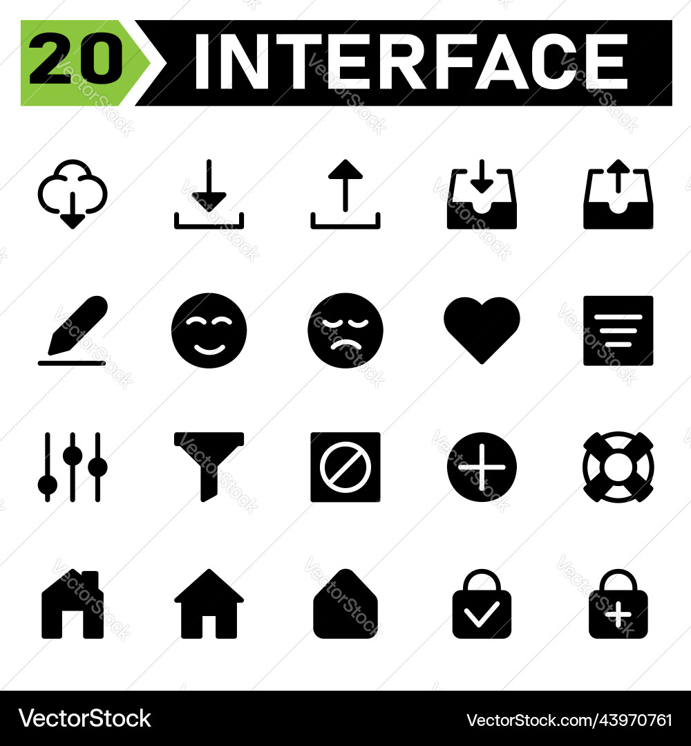 User interface icon set include cloud weather vector image