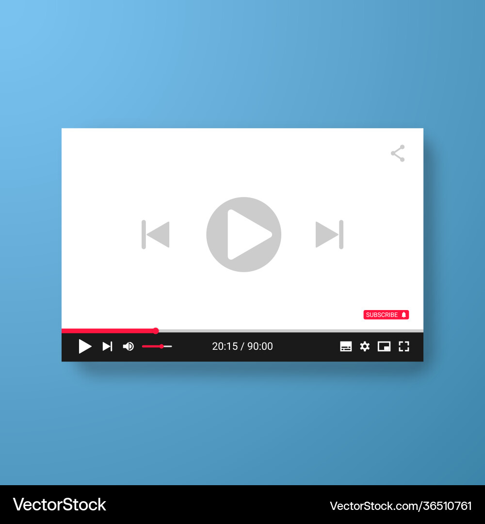 Video player template for web or mobile apps Video player template for web or mobile apps vector image