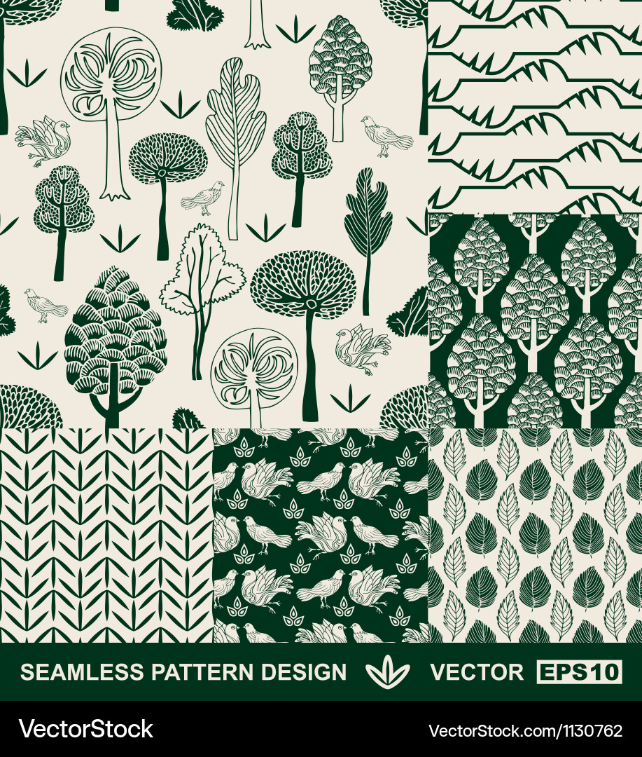 Botanical Bird Pattern Vector Image