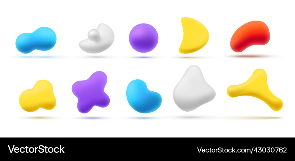 Colored abstract flowing shape collection Vector Image