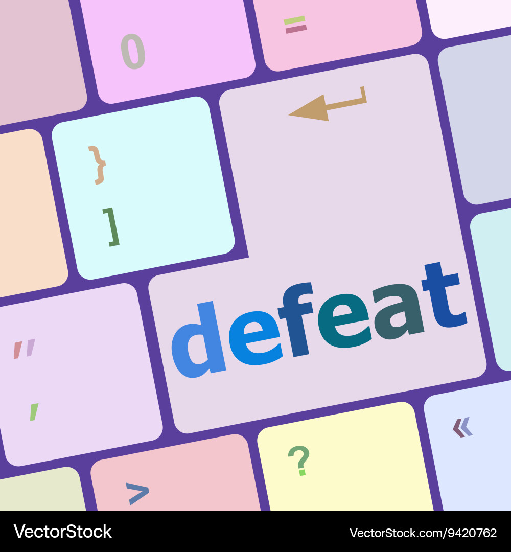 Defeat button on white computer keyboard keys vector image