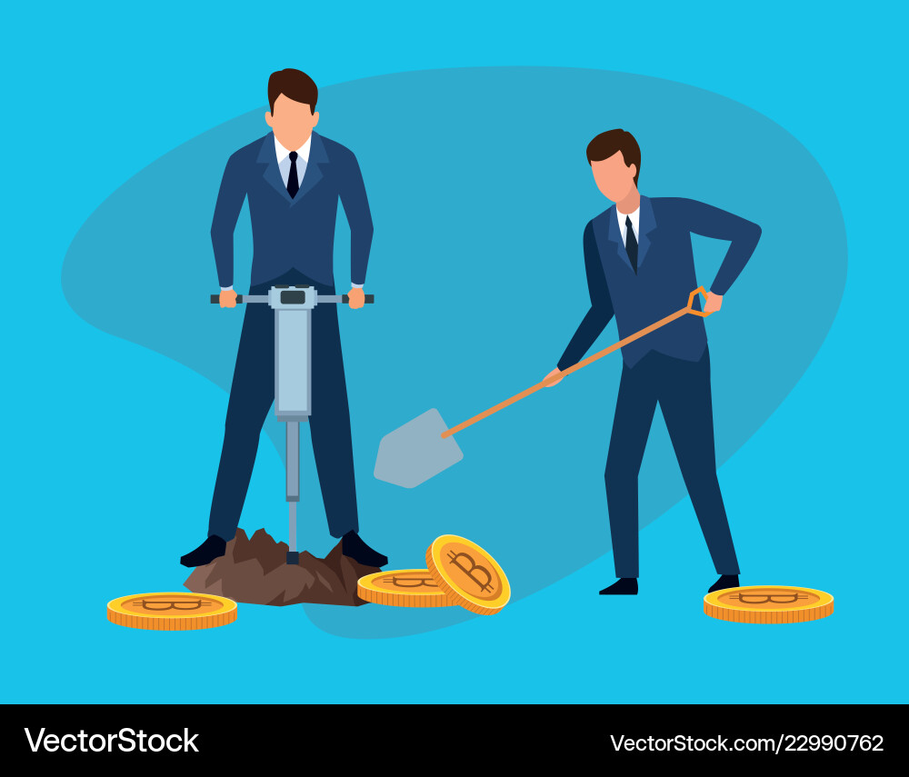 Digital mining bitcoin Digital mining bitcoin vector image