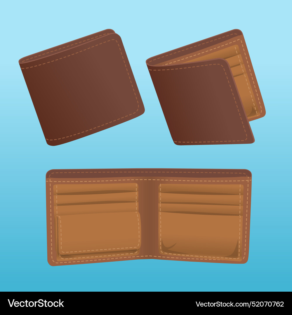 Empty brown wallet open and closed design Vector Image