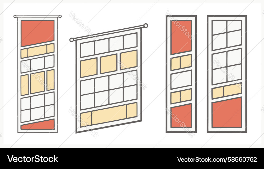Empty Frames & Windows Collection Vector Image