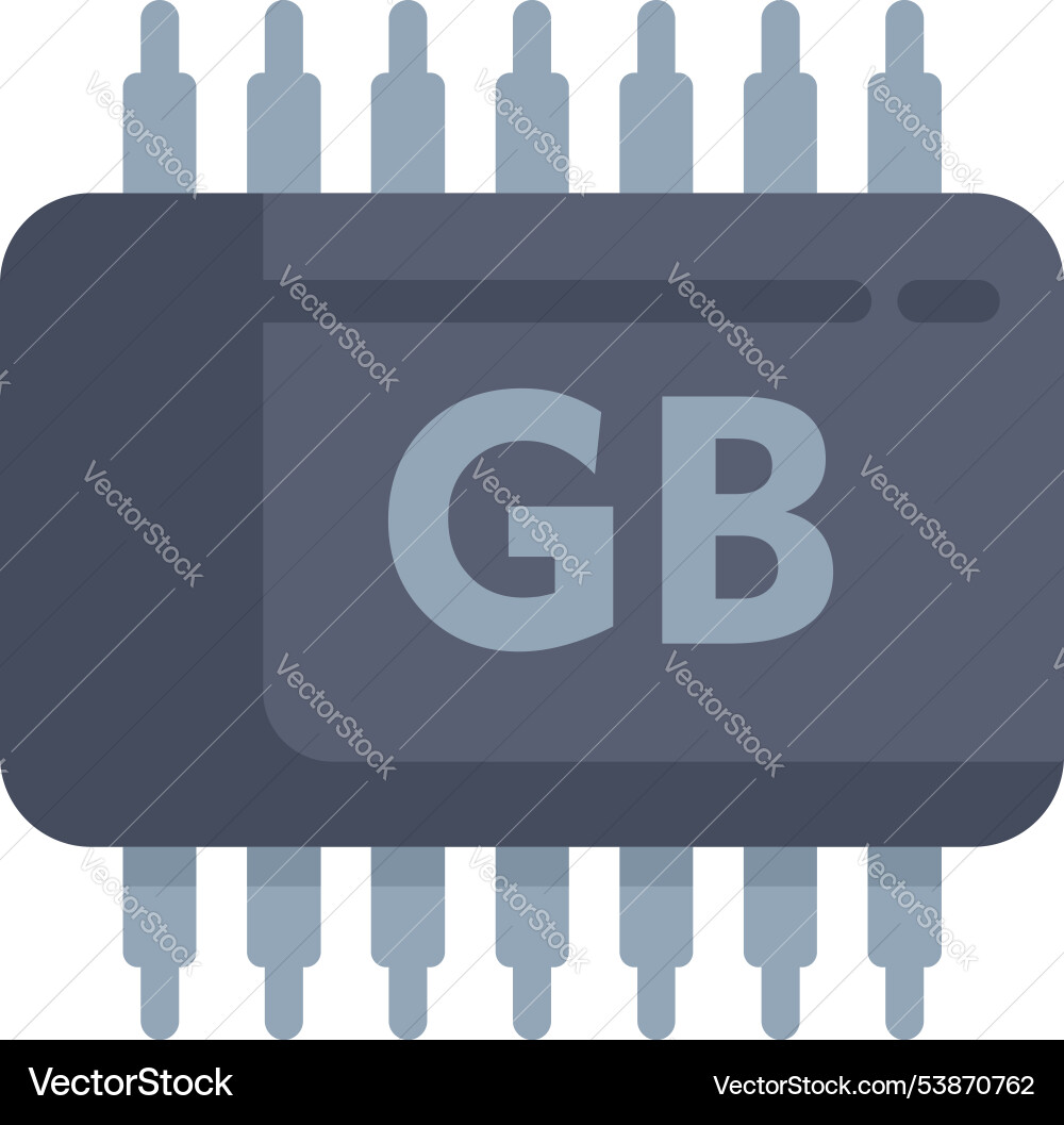 Microchip showing gigabyte storage capacity icon Microchip showing gigabyte storage capacity icon vector image