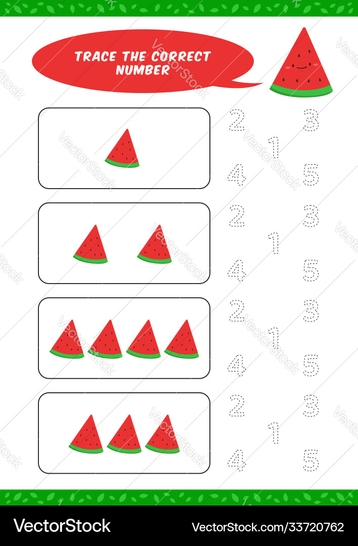 Preschool counting learn worksheet tracing vector image