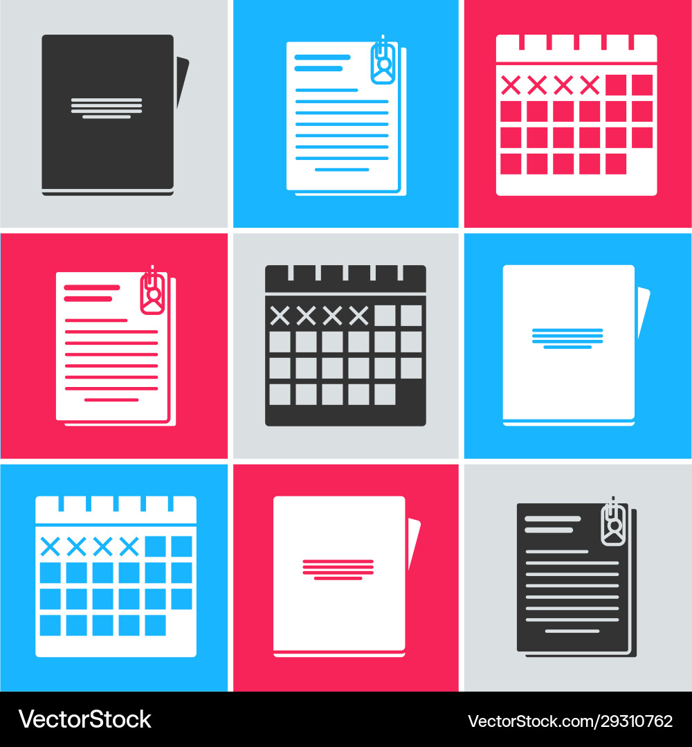 Set notebook file document and paper clip Vector Image