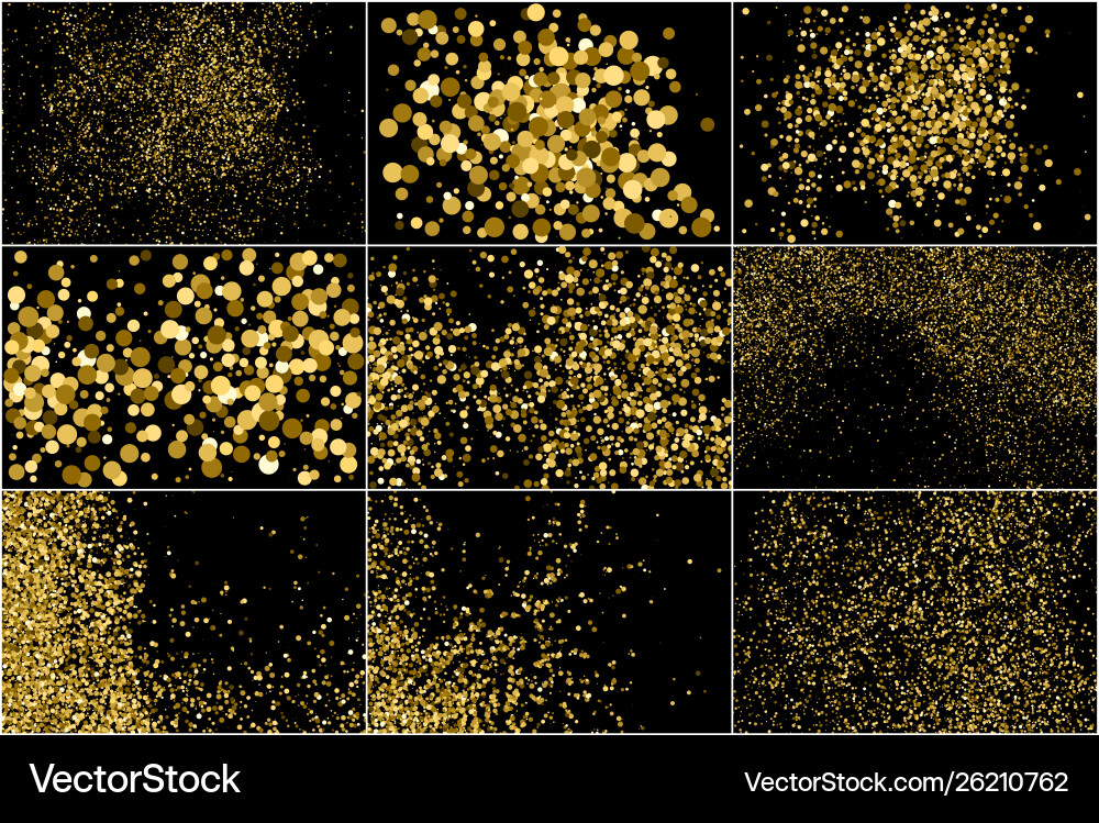 Set round gold glitter texture isolated Set round gold glitter texture isolated vector image