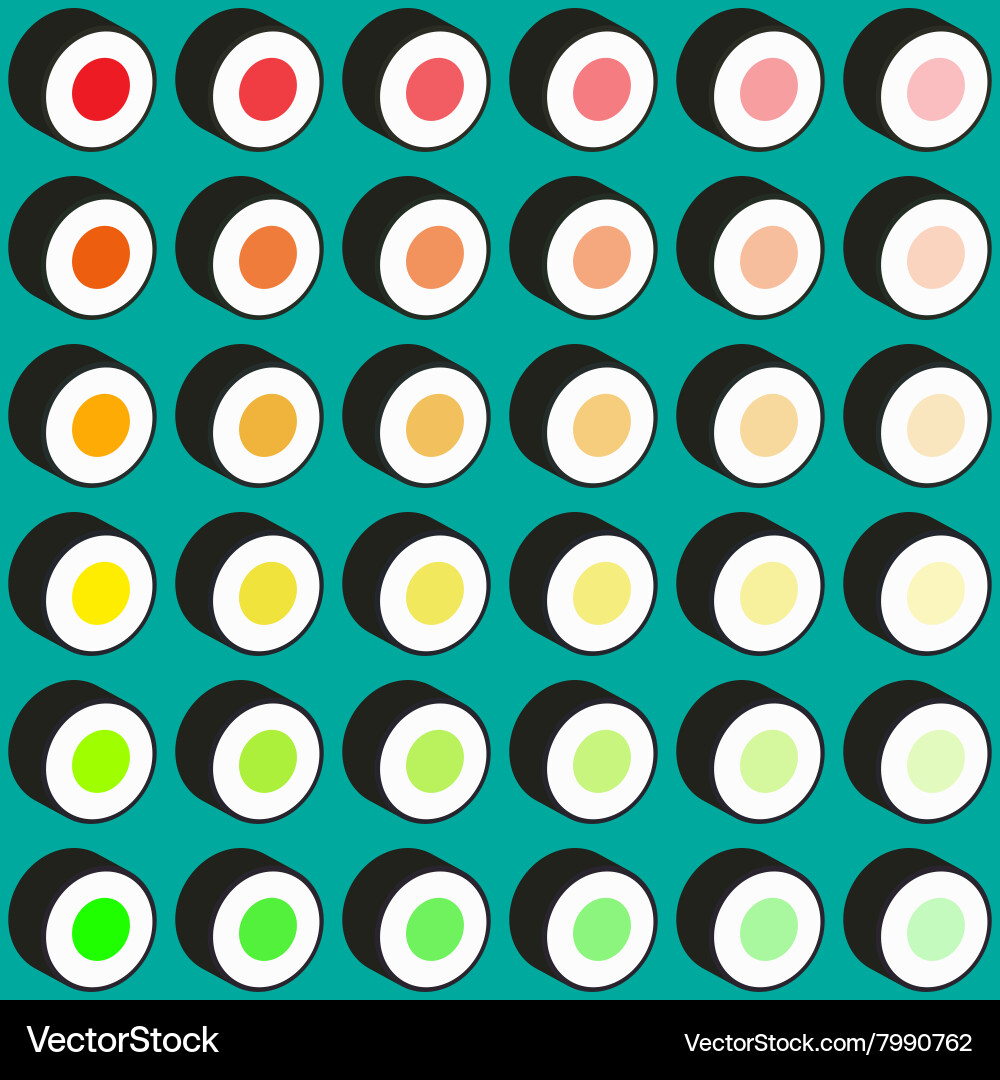 Sushi pattern on color background flat style Vector Image
