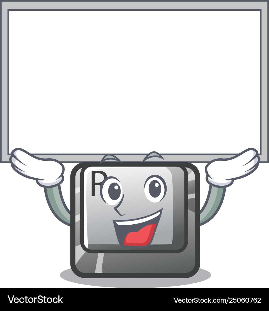 Up board r button installed on cartoon keyboard Up board r button installed on cartoon keyboard vector image