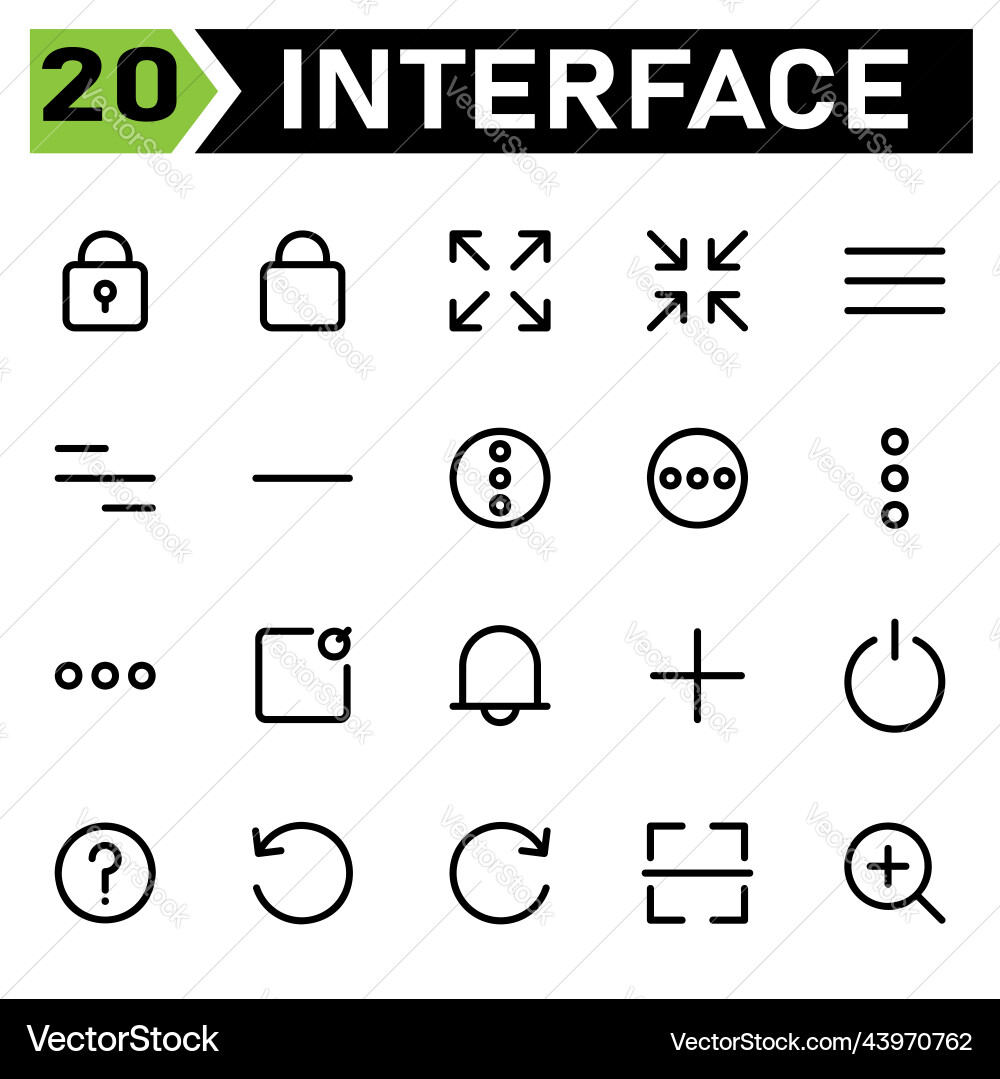 User interface icon set include padlock lock vector image
