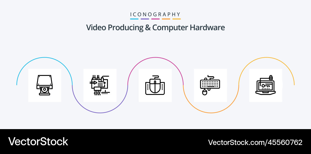 Video producing and computer hardware line 5 icon vector image