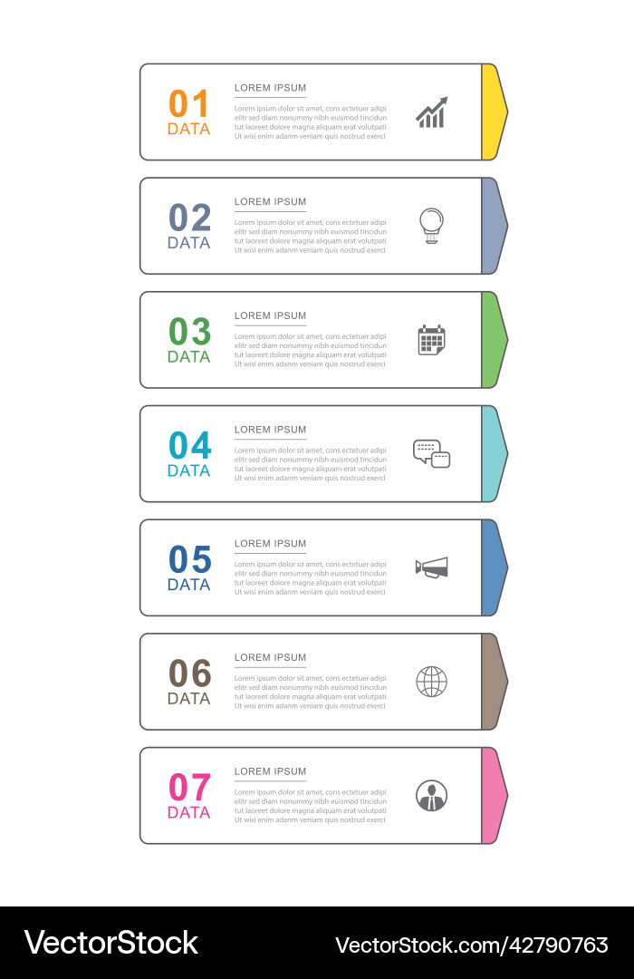 7 data infographics tab thin line index template 7 data infographics tab thin line index template vector image