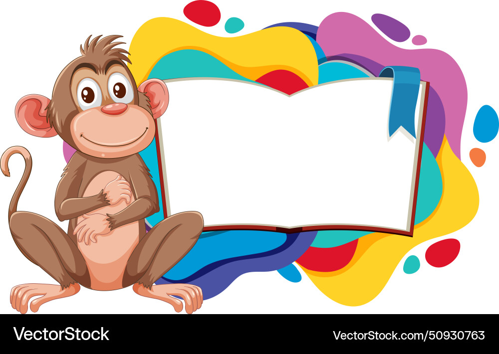 Cartoon monkey presenting a blank open book Vector Image