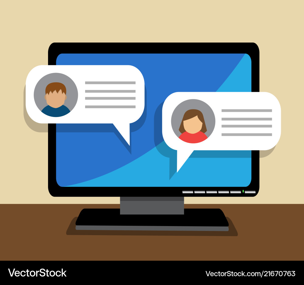 Communication on Computer Screen vector image