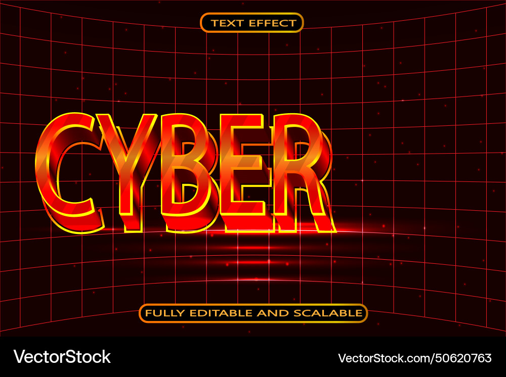 Cyber editable text effect 3 dimension emboss Vector Image