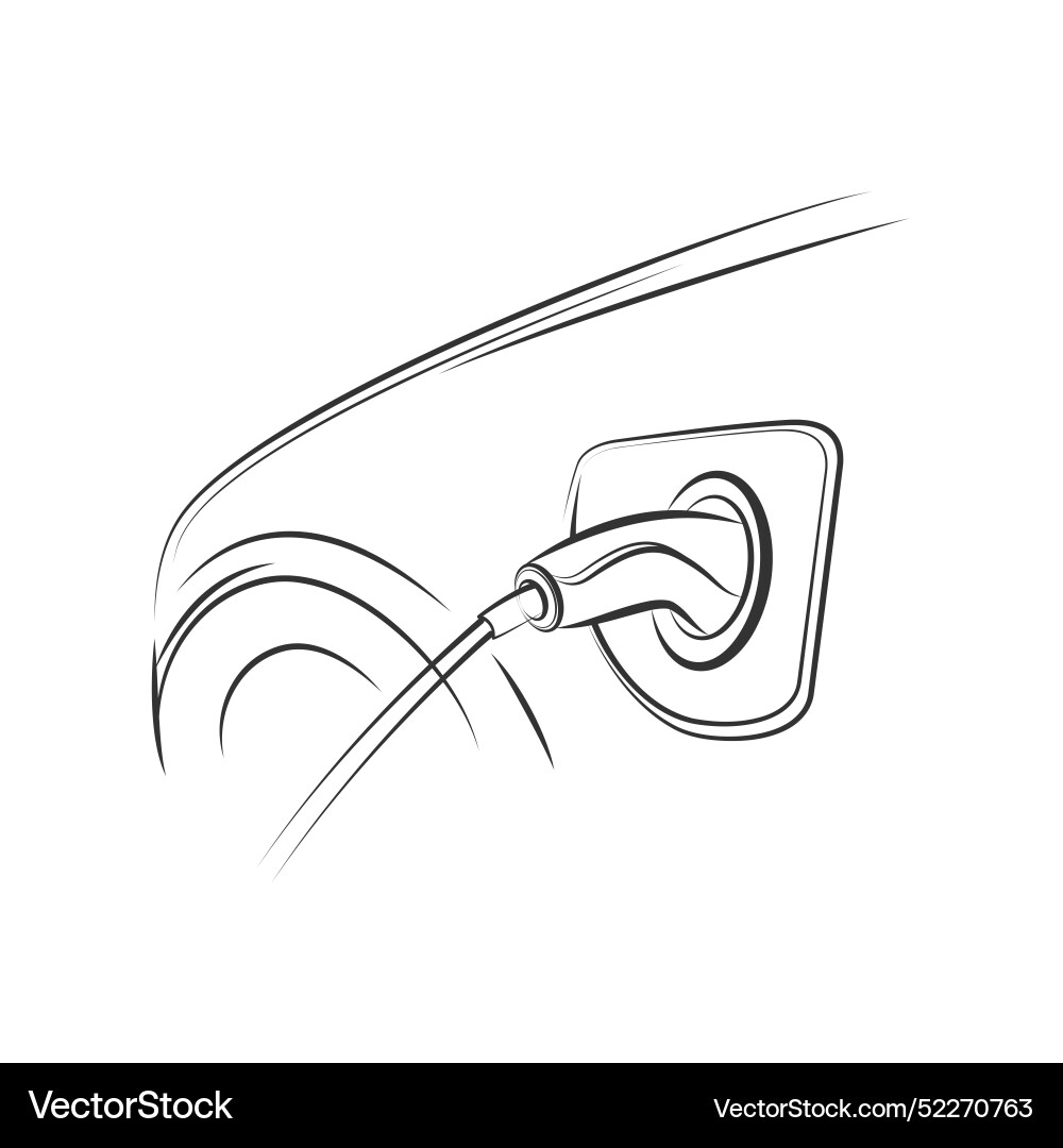 Electric car line with charging stations Electric car line with charging stations vector image