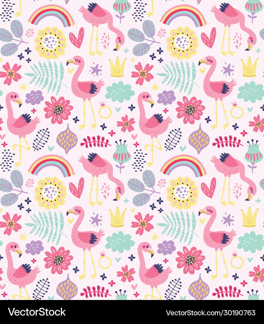 Flamingo Pattern Seamless Vector Image