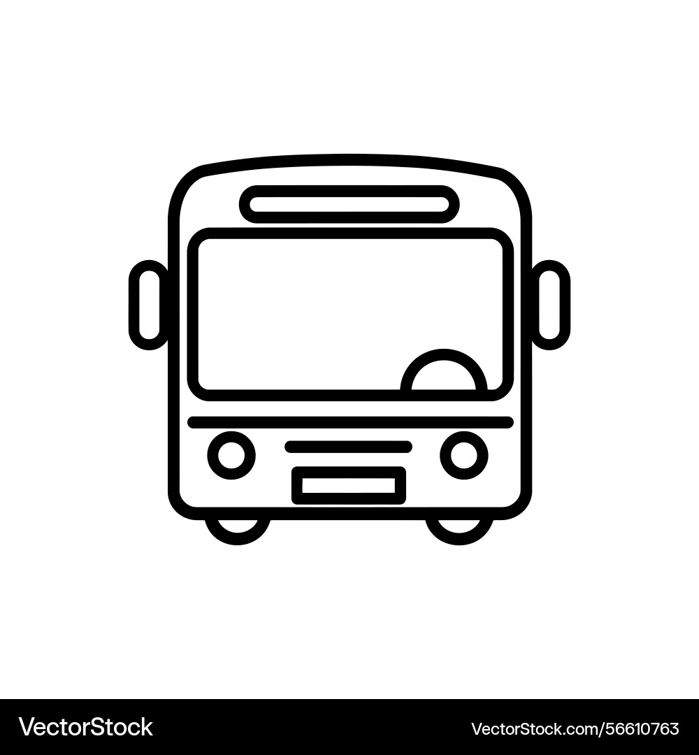 Front view of black bus icon with transparent Vector Image