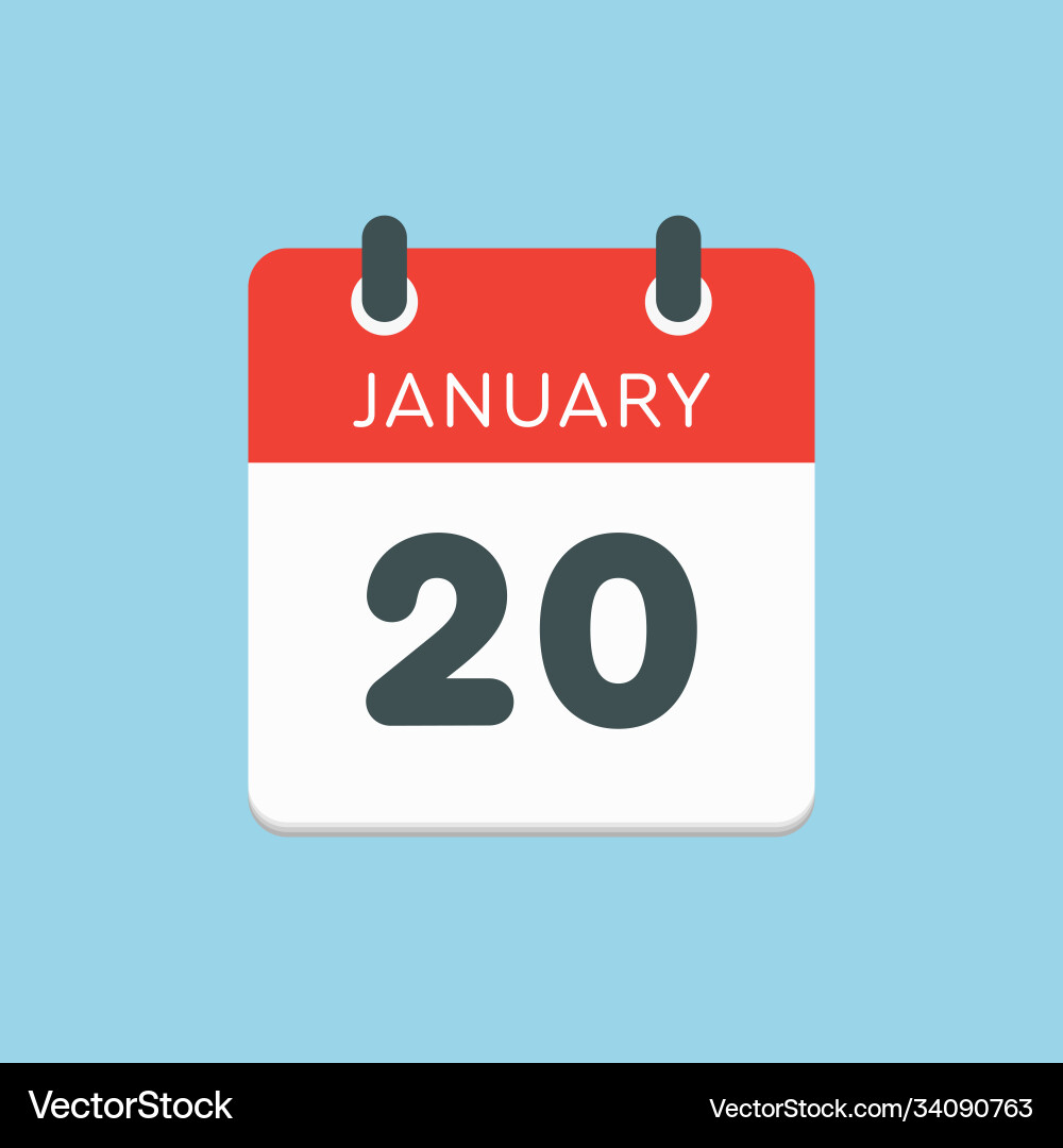 Icon day date 20 january template calendar page Icon day date 20 january template calendar page vector image