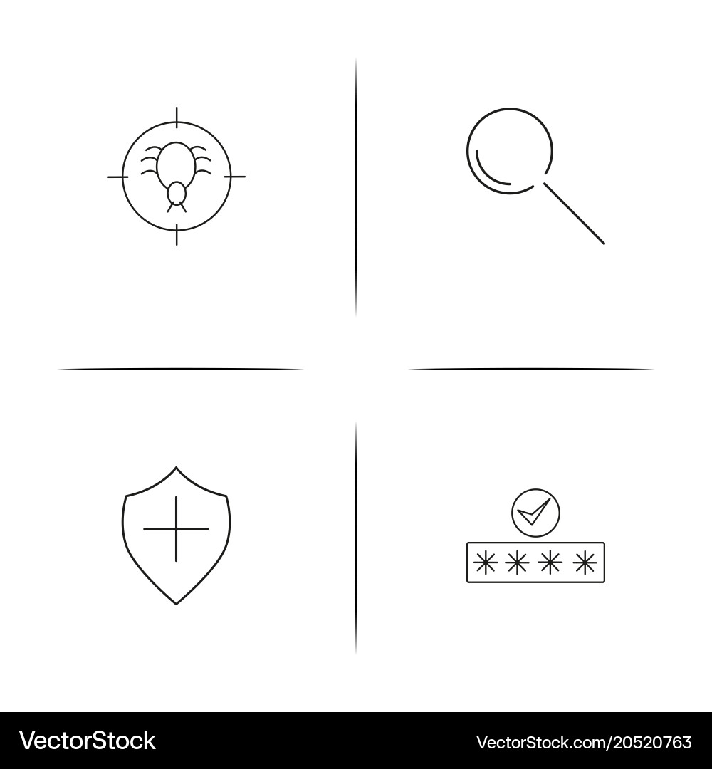 Internet security simple linear icons set vector image