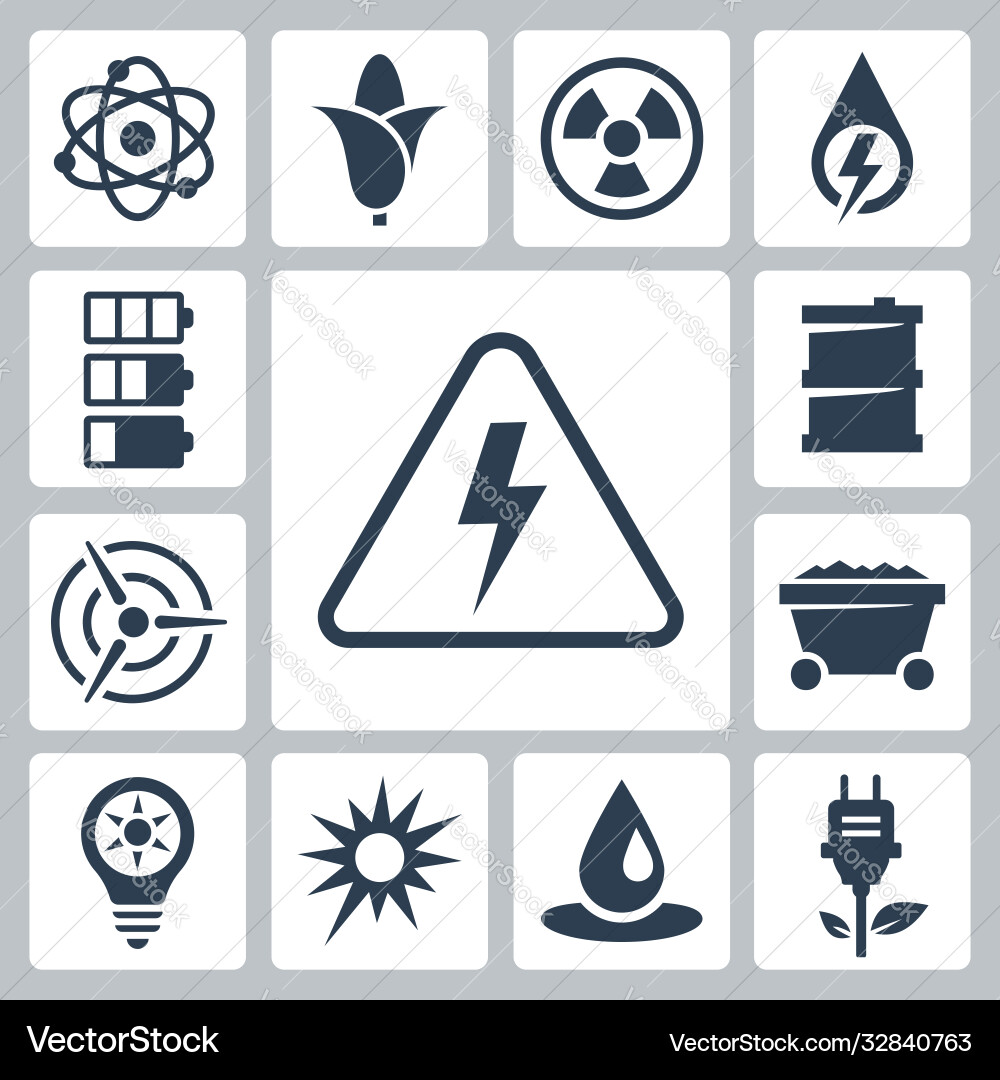 Isolierte Energiesymbole Set Isolierte Energiesymbole Set vektorbild