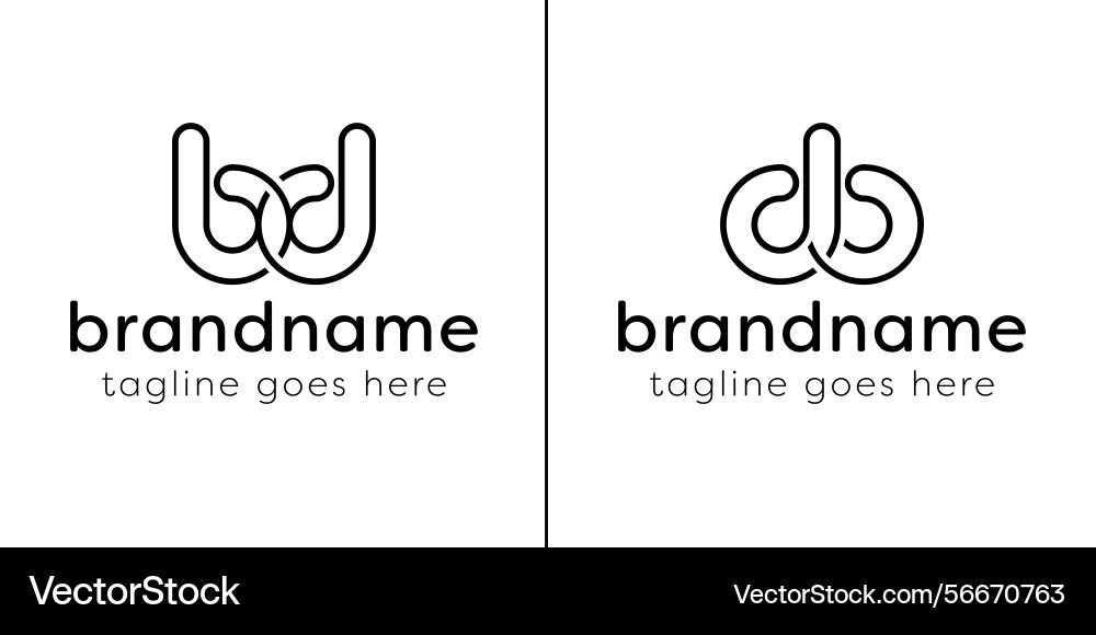 Letters bd and db monogram line logo suitable Vector Image