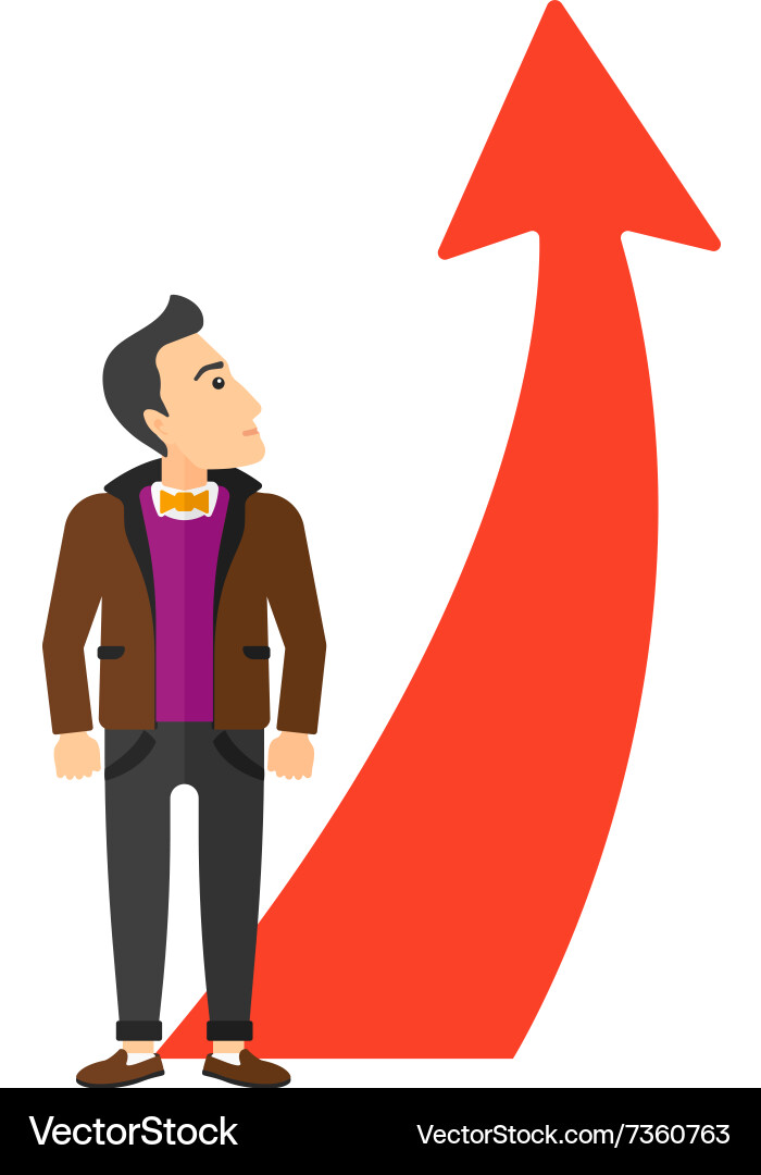 Man with arrow going up vector image