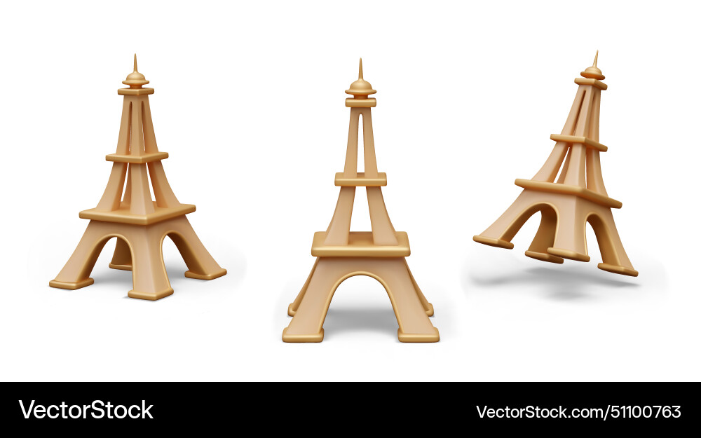 Metal model of eiffel tower realistic object Metal model of eiffel tower realistic object vector image