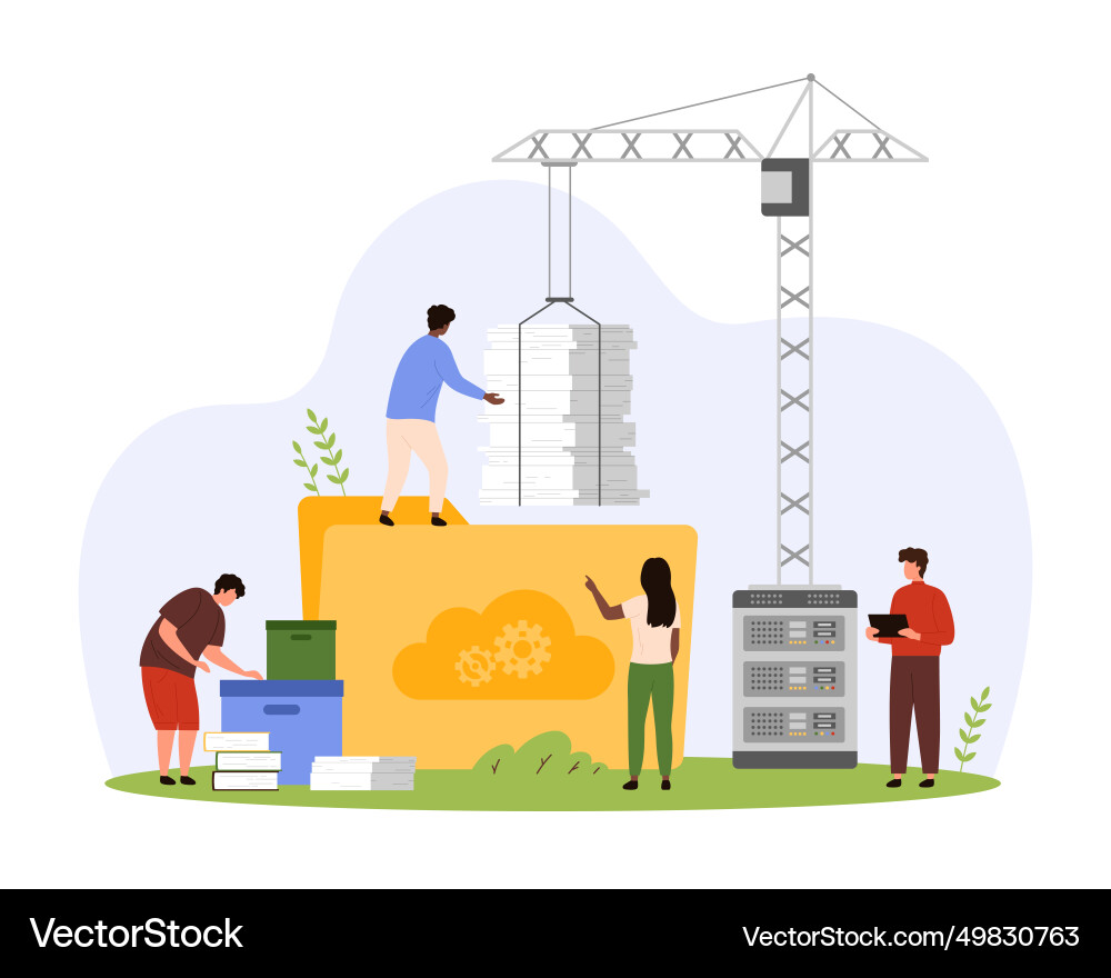 Office organization of document flow by tiny Office organization of document flow by tiny vector image