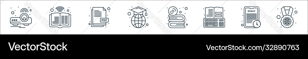 Online learning line icons linear set quality Online learning line icons linear set quality vector image