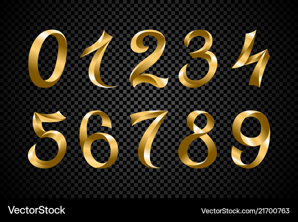 Set aus festlichem Goldband Ziffern golden Set aus festlichem Goldband Ziffern golden vektorbild