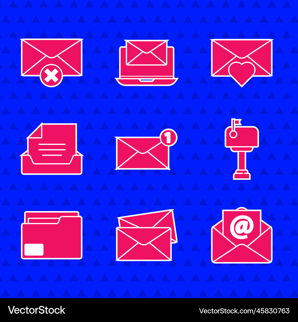 Set envelope mail and e-mail box document Set envelope mail and e-mail box document vector image