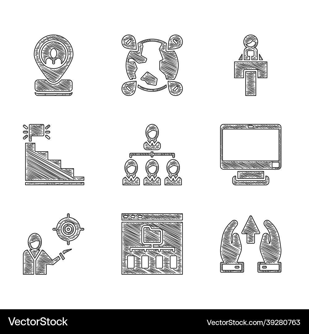 Set hierarchy organogram chart browser files Set hierarchy organogram chart browser files vector image