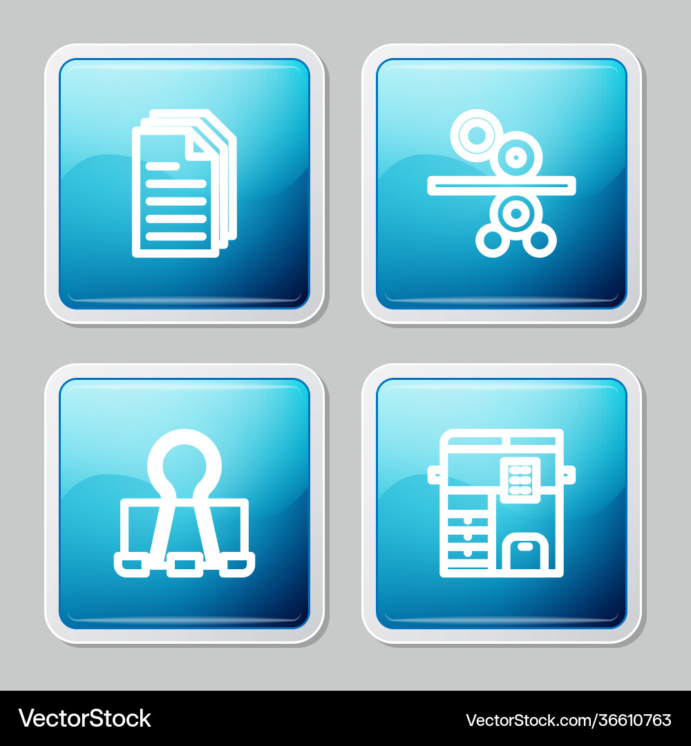 Set line file document paper roll printing Set line file document paper roll printing vector image