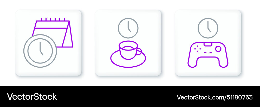 Set line gamepad of time calendar and clock Set line gamepad of time calendar and clock vector image